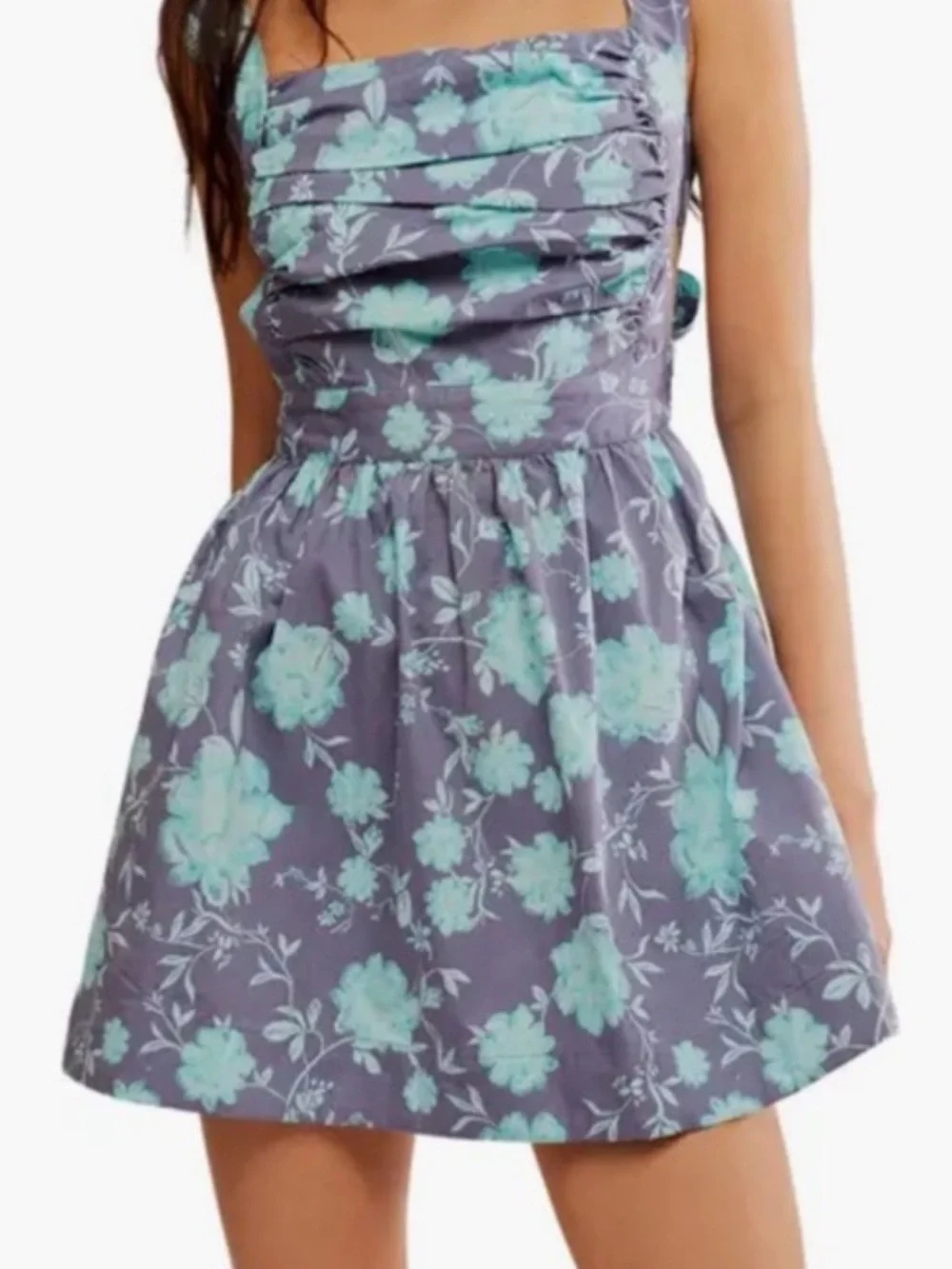 Free People Floral  Dress in Teal and Slate - Picture 3 of 5